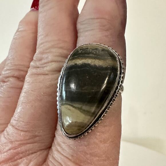 Bumblebee gemstone ring size adjustable silver overlay 925 - Picture 4 of 8